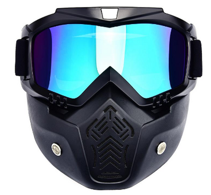 Skiing Mask Modular Mask Detachable Goggles And Mouth Filter Perfect for Open Face Motorcycle Half Helmet or Vintage Helmets